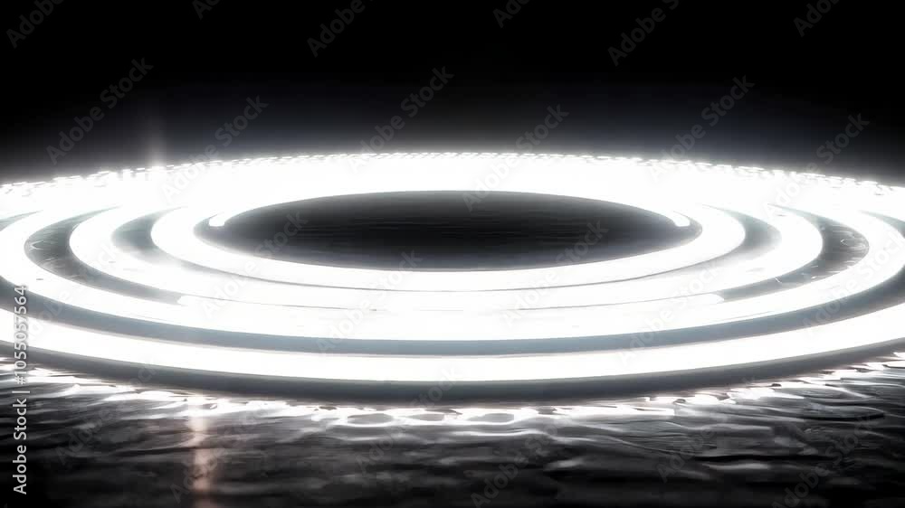 A bright, circular light ring set against a black background. The ring emits a radiant, white glow that appears to float, creating an ethereal and futuristic feel. The stark simplicity and sharp contr A bright, circular light ring set against a black background. The ring emits a radiant, white glow that appears to float, creating an ethereal and futuristic feel. The stark simplicity and sharp contr