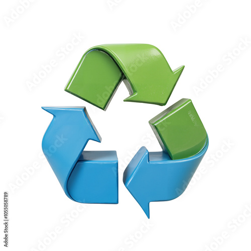 Colorful Three-Dimensional Recycling Symbol with Curved Arrows. photo