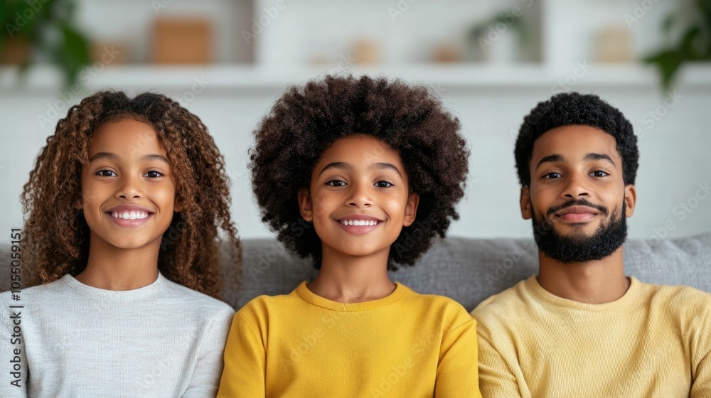 A family parents and their two children relaxing together on a comfortable couch in a modern dust free home with the air conditioning providing a cool and comfortable atmosphere