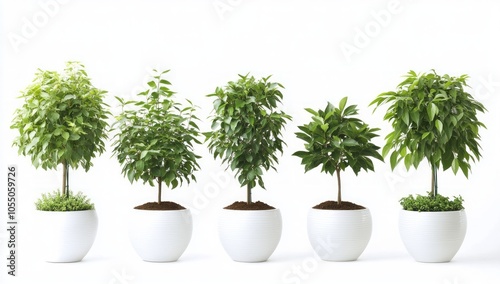 Potted Trees in White Pots