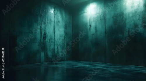 Dark Teal Concrete Room 3D Illustration