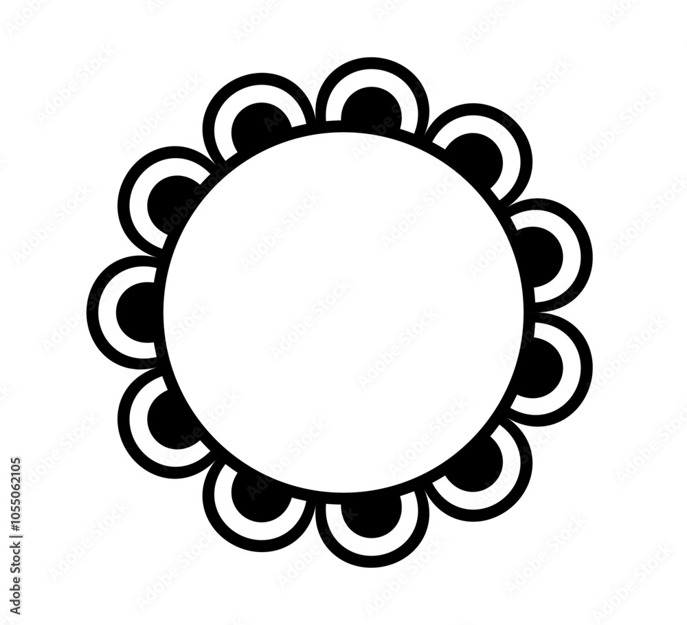 Scalloped edge circle frame. Simple round scalloped border. Fabric lace pattern frame. Repeat cute vintage frill ornament. Texture ribbon. Vector illustration isolated on white background. Scalloped edge circle frame. Simple round scalloped border. Fabric lace pattern frame. Repeat cute vintage frill ornament. Texture ribbon. Vector illustration isolated on white background.