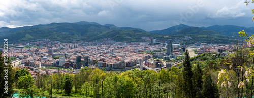 Panoramic view from downtown Bilbao and the famous Guggenheim museum seen from the Artxandako hill photo