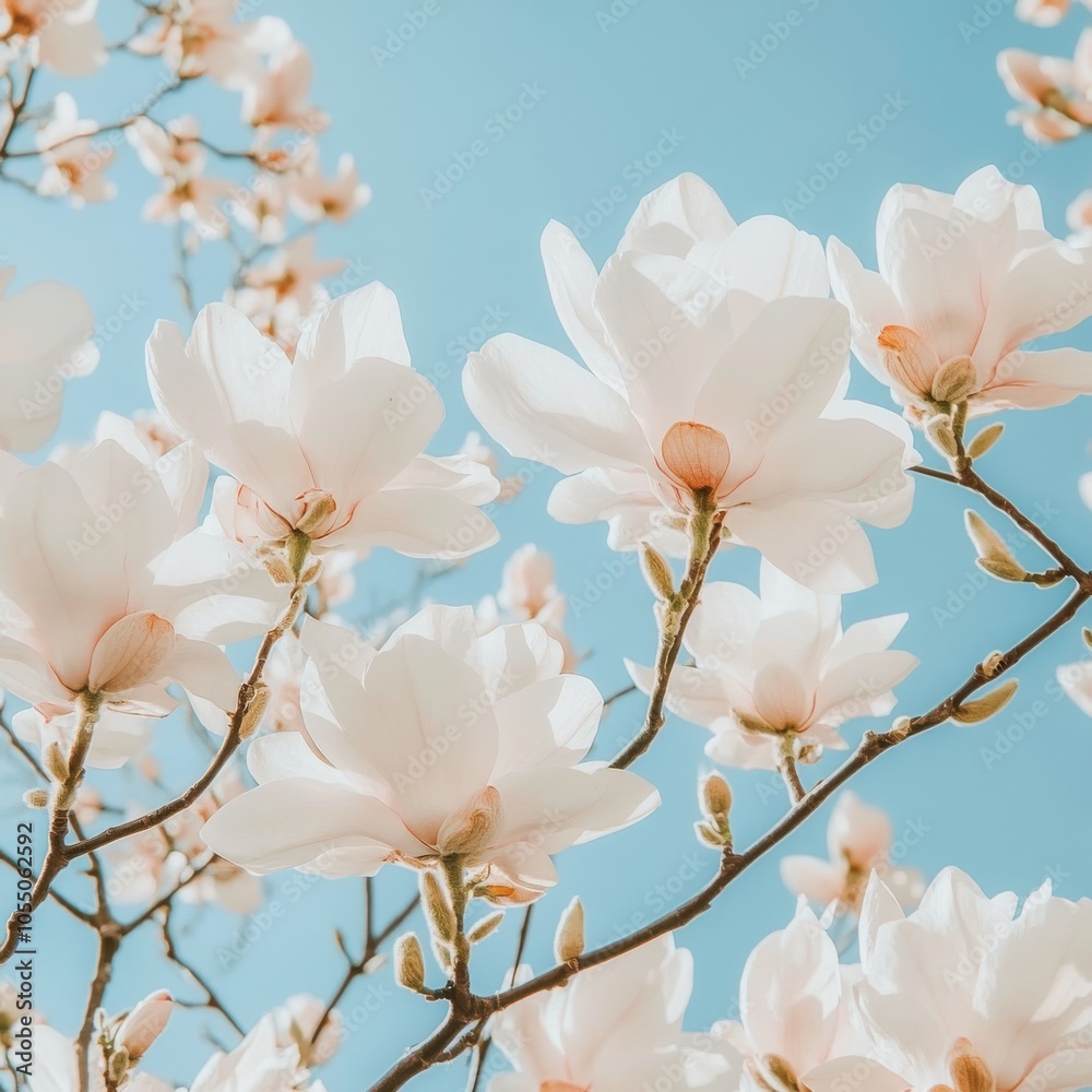Magnolia blooms against celestial canvas Magnolia blooms against celestial canvas