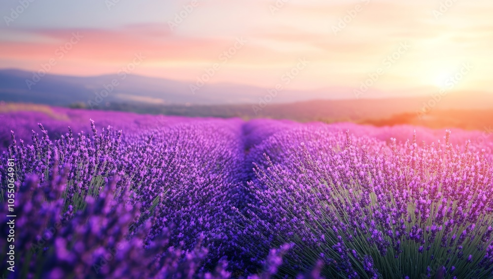 Fototapeta premium Lavender Field at Sunset