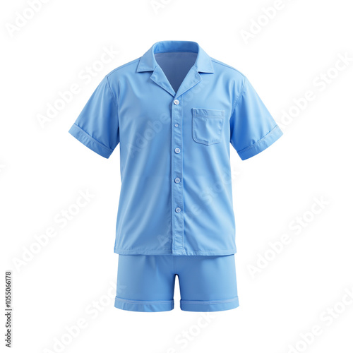 Light Blue Short Sleeve Pajama Set for Comfortable Sleepwear photo