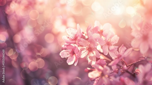 Pink Blossoms in the Warm Light of Spring