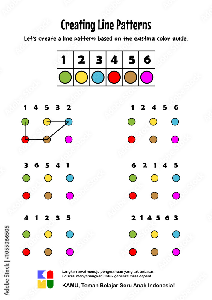 Education worksheet Printable A4 size. creating pattern with color of ...