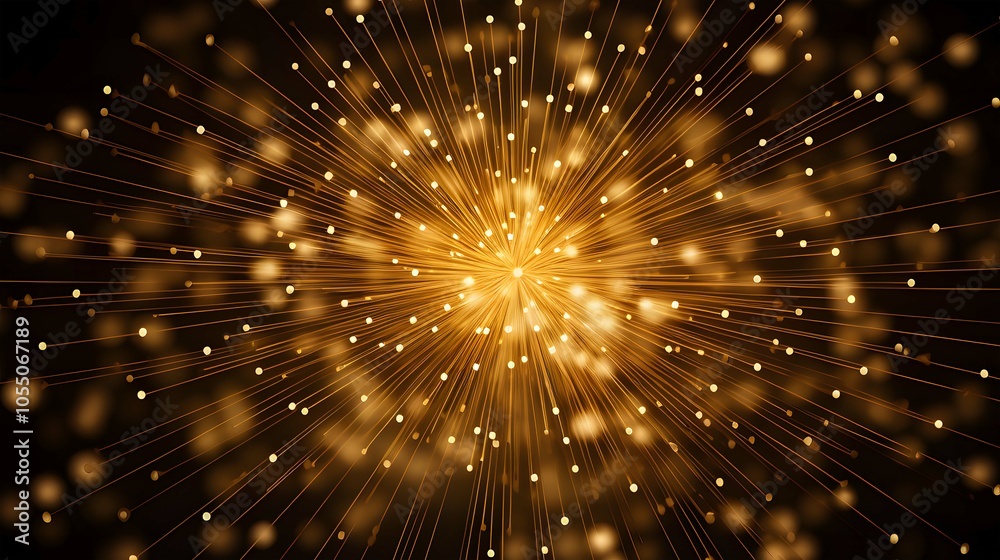 Golden firework texture on a black background, Golden firework texture on a black background,