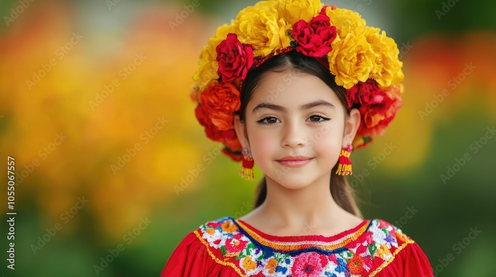 Vibrant young woman dressed in traditional Mexican outfit performing joyful folk dance against colorful blurred nature background Ethnic celebratory cultural tradition and lifestyle concept Vibrant young woman dressed in traditional Mexican outfit performing joyful folk dance against colorful blurred nature background Ethnic celebratory cultural tradition and lifestyle concept