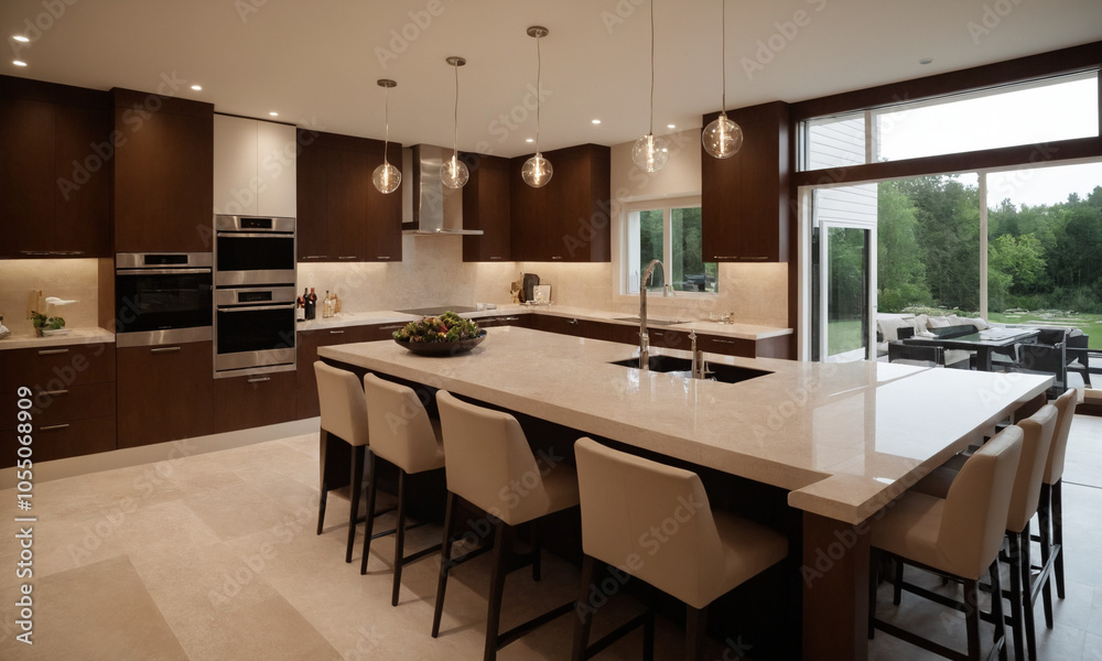 Fototapeta premium 전원주택 럭셔리주방 풀펜션 고급형 주방인테리어