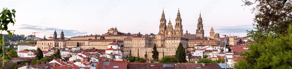 Sunset over Santiago de Compostela seen from the famous cathedral viewpoint in the Alameda park, Galicia Sunset over Santiago de Compostela seen from the famous cathedral viewpoint in the Alameda park, Galicia