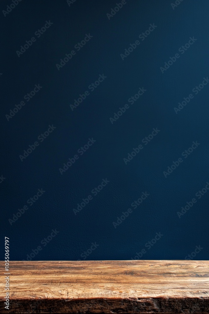 Wooden table on a dark blue background. Wooden table on a dark blue background.