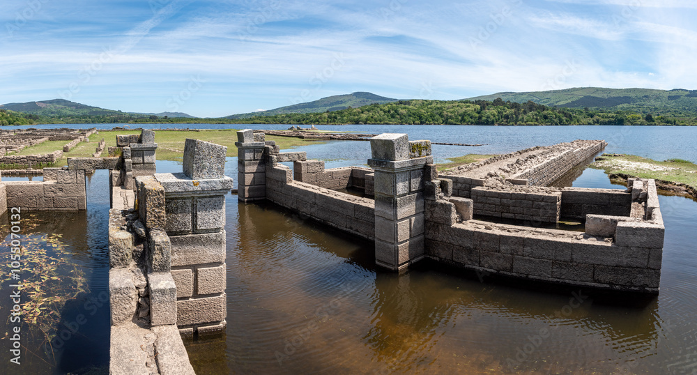 Flooded remains of the ancient Roman fort Aquis Querquennis in South Galicia Flooded remains of the ancient Roman fort Aquis Querquennis in South Galicia