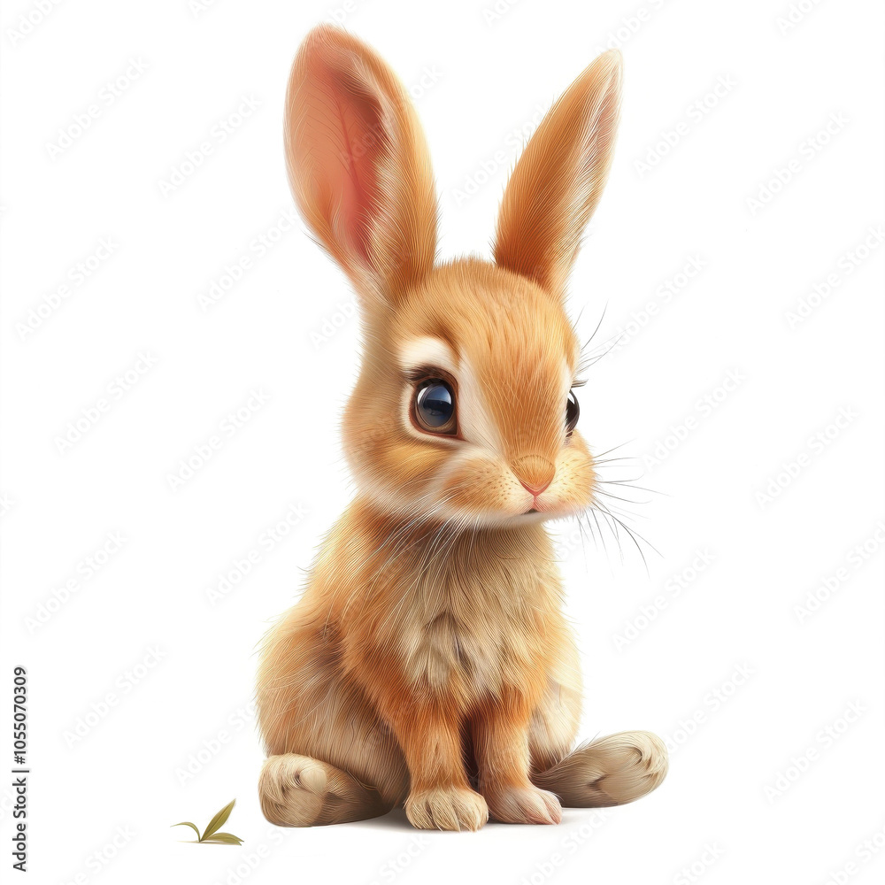 Adorable Fluffy Bunny Sitting on White Background Adorable Fluffy Bunny Sitting on White Background