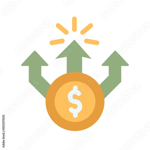 money arrow growth flat style