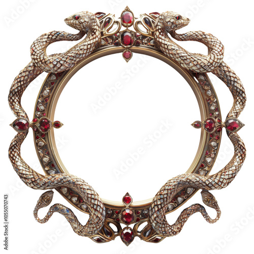 Ornate Decorative Frame with Serpent Designs and Gem Accents