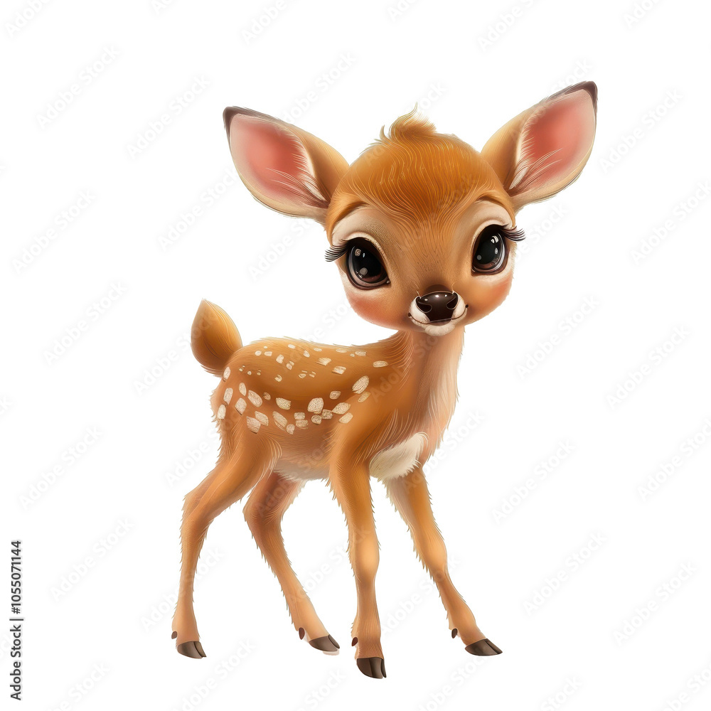 Cute Fawn Portrait - Adorable Baby Deer Illustration Cute Fawn Portrait - Adorable Baby Deer Illustration