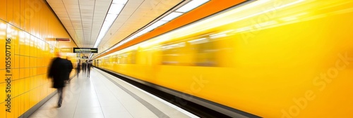 Fast Yellow Train in Subway Station