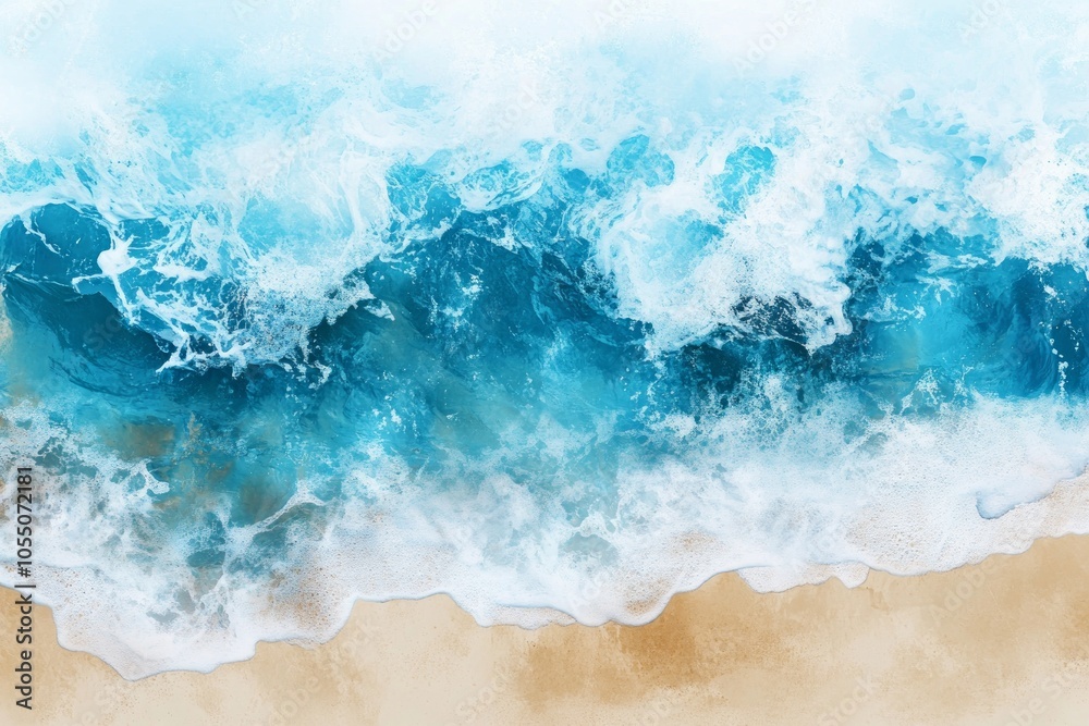 Fototapeta premium Coastal Serenity: Azure Waves on Sandy Shore