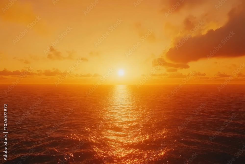 Obraz premium Fiery Sunset Over the Ocean