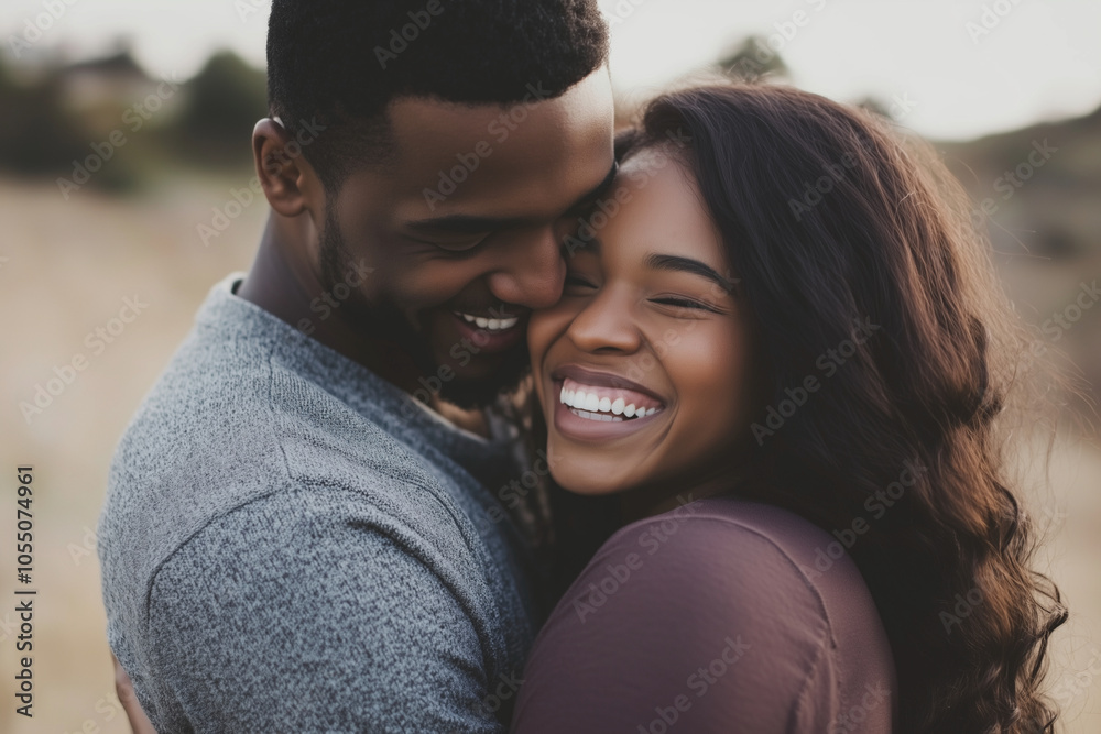 Fototapeta premium man and woman are smiling at the camera. Happy couple. 