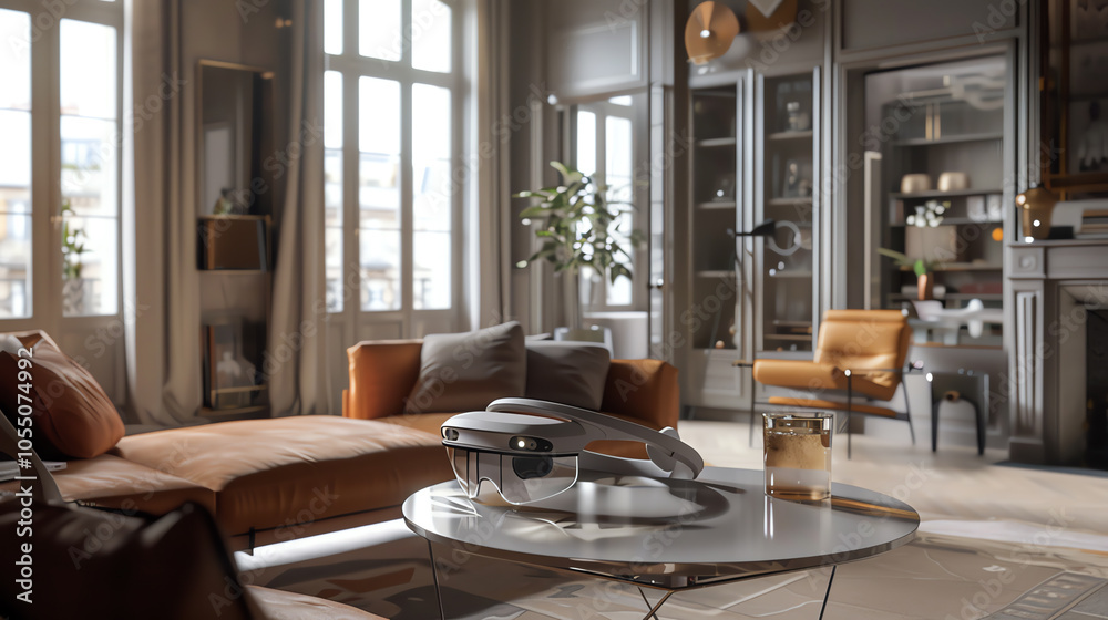 Bring the world of Futuristic Technologies into Personal Life through a digital photorealistic rendering Imagine a living room with augmented reality elements seamlessly integrated, showcasing a blend Bring the world of Futuristic Technologies into Personal Life through a digital photorealistic rendering Imagine a living room with augmented reality elements seamlessly integrated, showcasing a blend