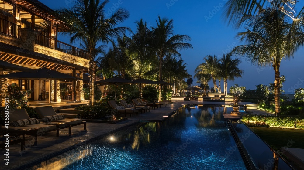 Fototapeta premium Exquisite Luxury Villa Resort with Sweeping Landscapes