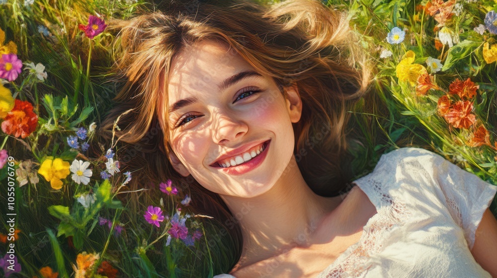 The Woman Among Flower Blossoms The Woman Among Flower Blossoms