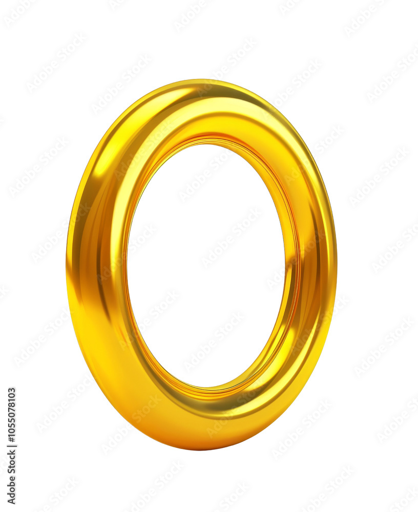 Shiny Golden Ring with a Smooth, Reflective Surface Design.