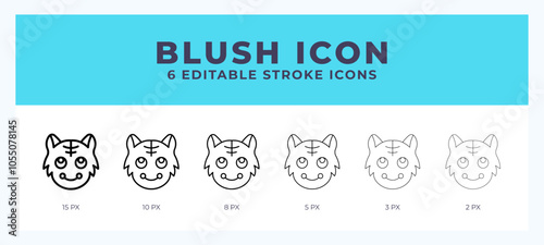 Blush cat icon illustration vector with editable stroke.