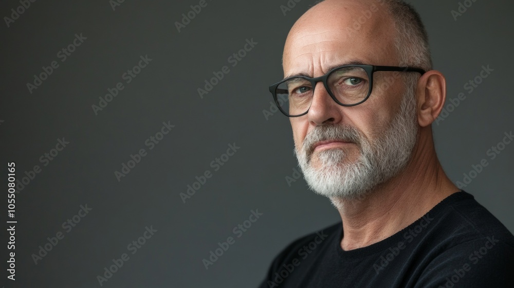A man with glasses and a beard is looking at the camera A man with glasses and a beard is looking at the camera