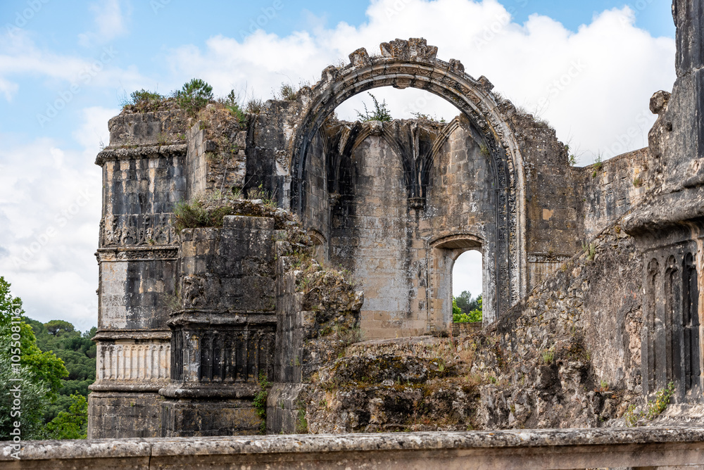 Church ruin next to the iconic fortified Convento de Cristo in Tomar, former main convent of the Order of the Templar in Portugal Church ruin next to the iconic fortified Convento de Cristo in Tomar, former main convent of the Order of the Templar in Portugal