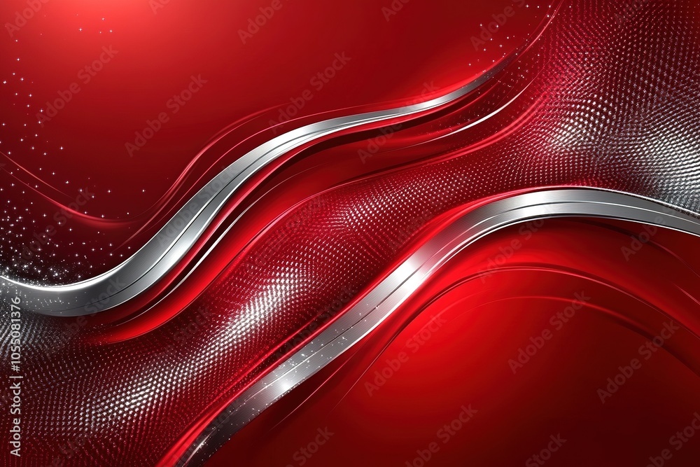 Obraz premium Abstract red and silver wavy background.
