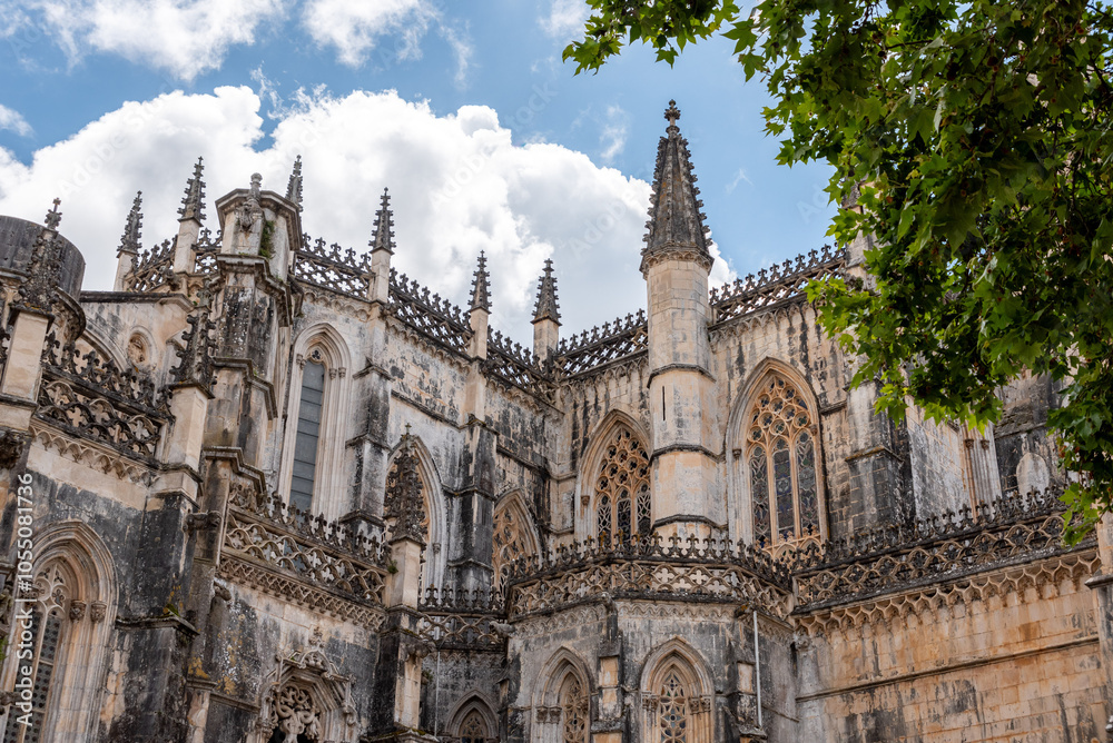 Naklejka premium Picturesque medieval Santa Maria da Vitoria monastery in Batalha, a manueline gothic masterpiece