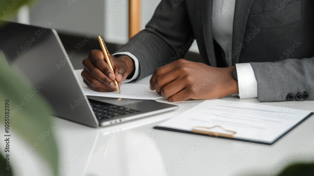 The Professional Writing at Desk The Professional Writing at Desk