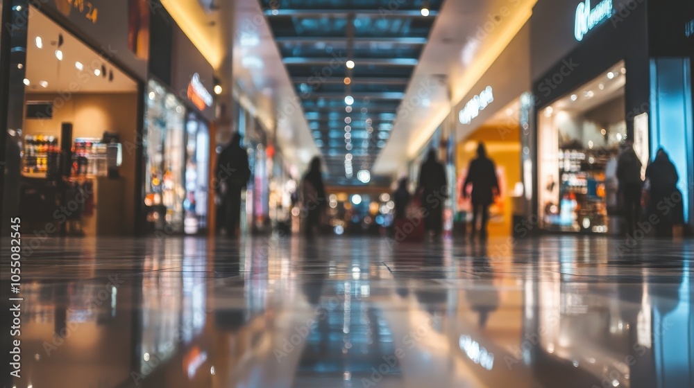 A banner mockup stands tall in a bustling shopping mall filled with people and stores A banner mockup stands tall in a bustling shopping mall filled with people and stores