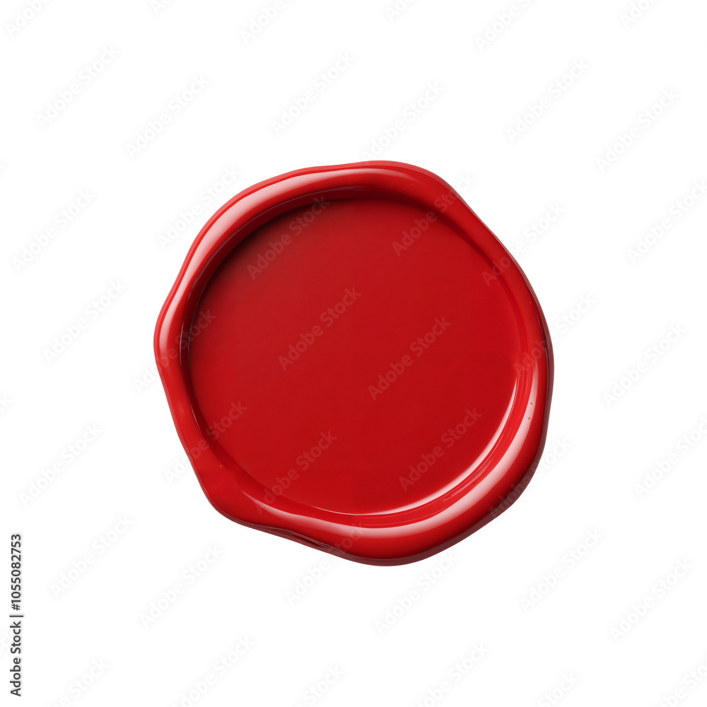 Bright Red Wax Seal Circular Shape with Smooth Edges and Texture Bright Red Wax Seal Circular Shape with Smooth Edges and Texture