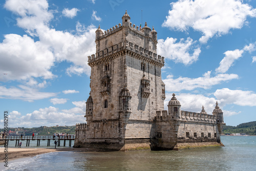 Famous Torre de Belem in Lisboa, iconic manueline gothic architecture