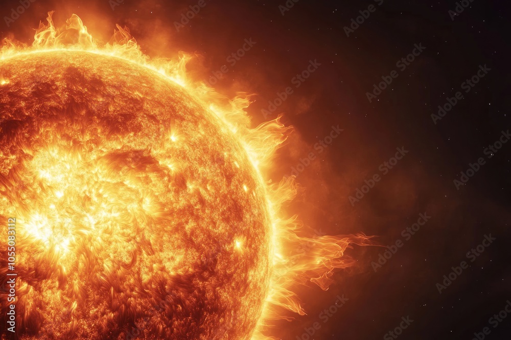 Obraz premium Sun's Fiery Embrace: A Celestial Spectacle