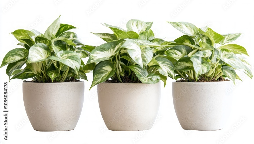 Three Exquisite Potted Plants in Elegant Pots Three Exquisite Potted Plants in Elegant Pots