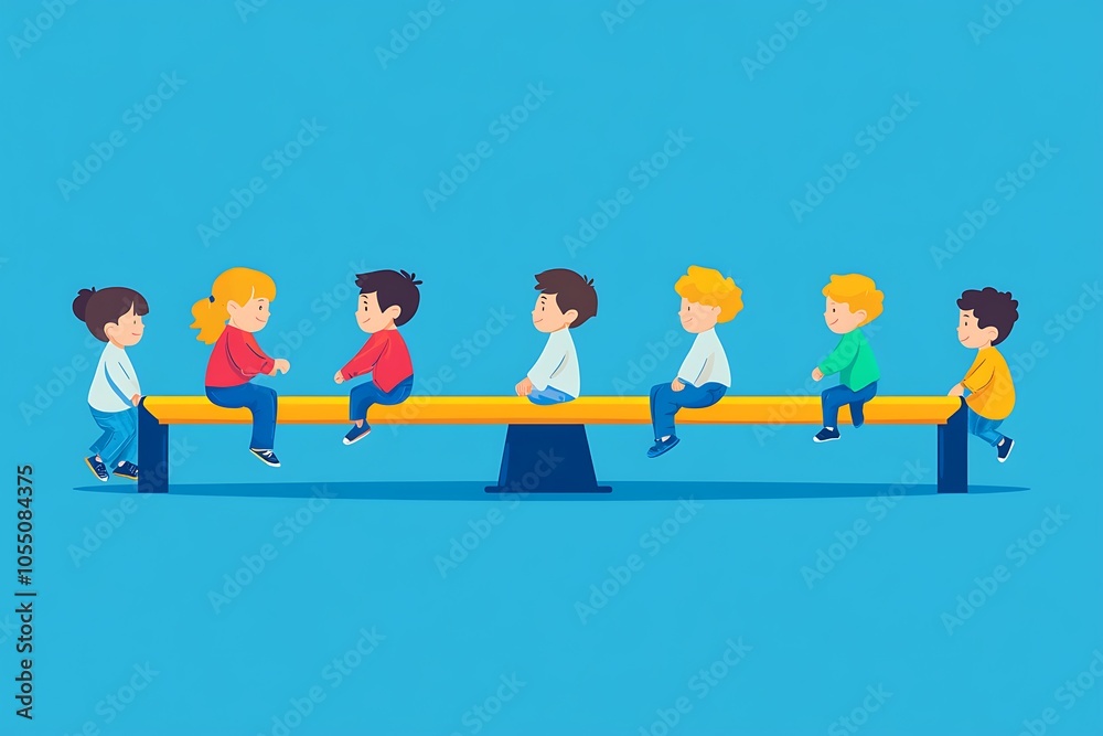 Children Playing on a Seesaw, Balancing Fun and Friendship Children Playing on a Seesaw, Balancing Fun and Friendship