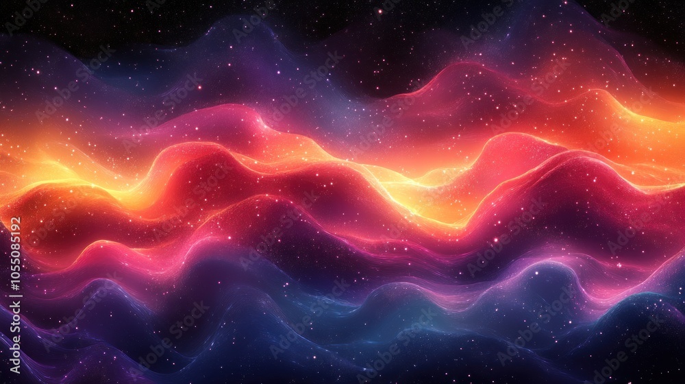 Abstract Wavy Lines with Glittering Stars in a Cosmic Landscape Abstract Wavy Lines with Glittering Stars in a Cosmic Landscape
