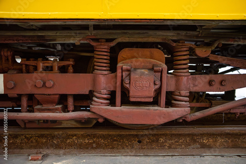 Picturesque chassis of an old historic Lisbon tramway