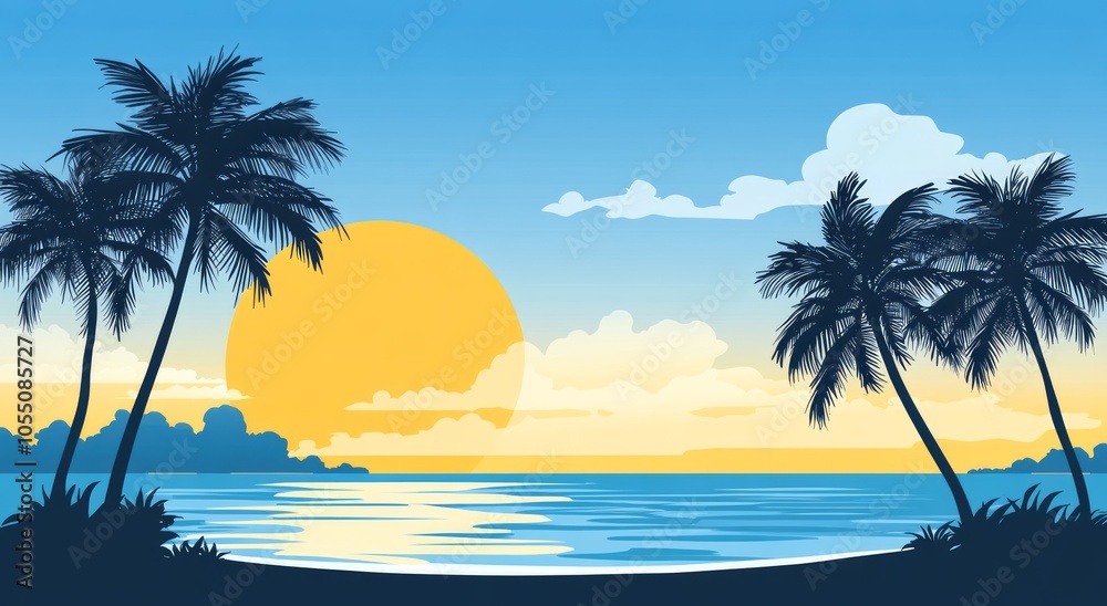 Tropical Sunset Beach Scene Tropical Sunset Beach Scene