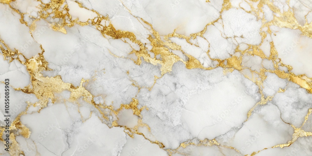 Obraz premium White marble with gold foil background luxury texture macro
