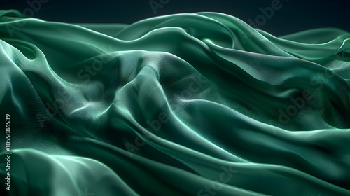 Abstract Green Fabric Waves Illustration