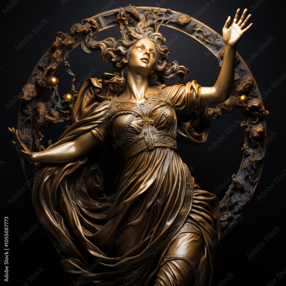 Obraz premium Golden Statue Photography with Stunning Hyper-Realistic Detail and Light