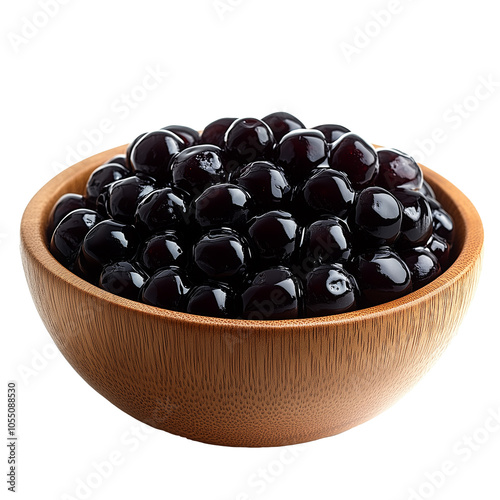 Boba Pearl in wooden bowl isolate on white background