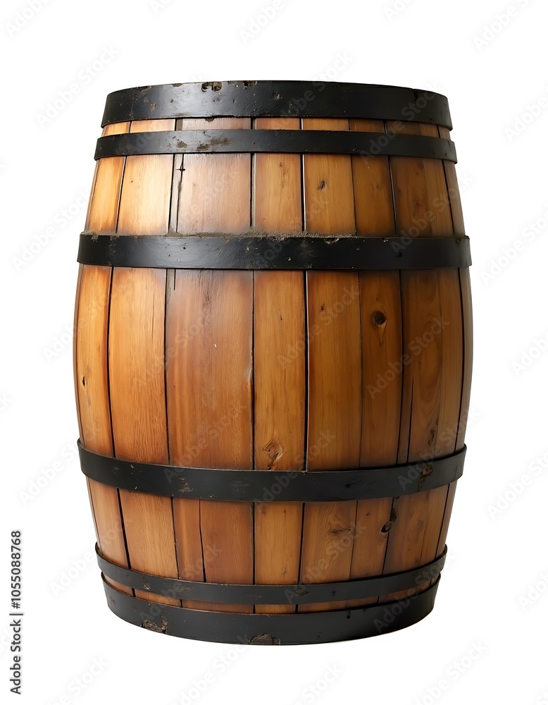 Obraz premium Wooden barrel isolated on white background